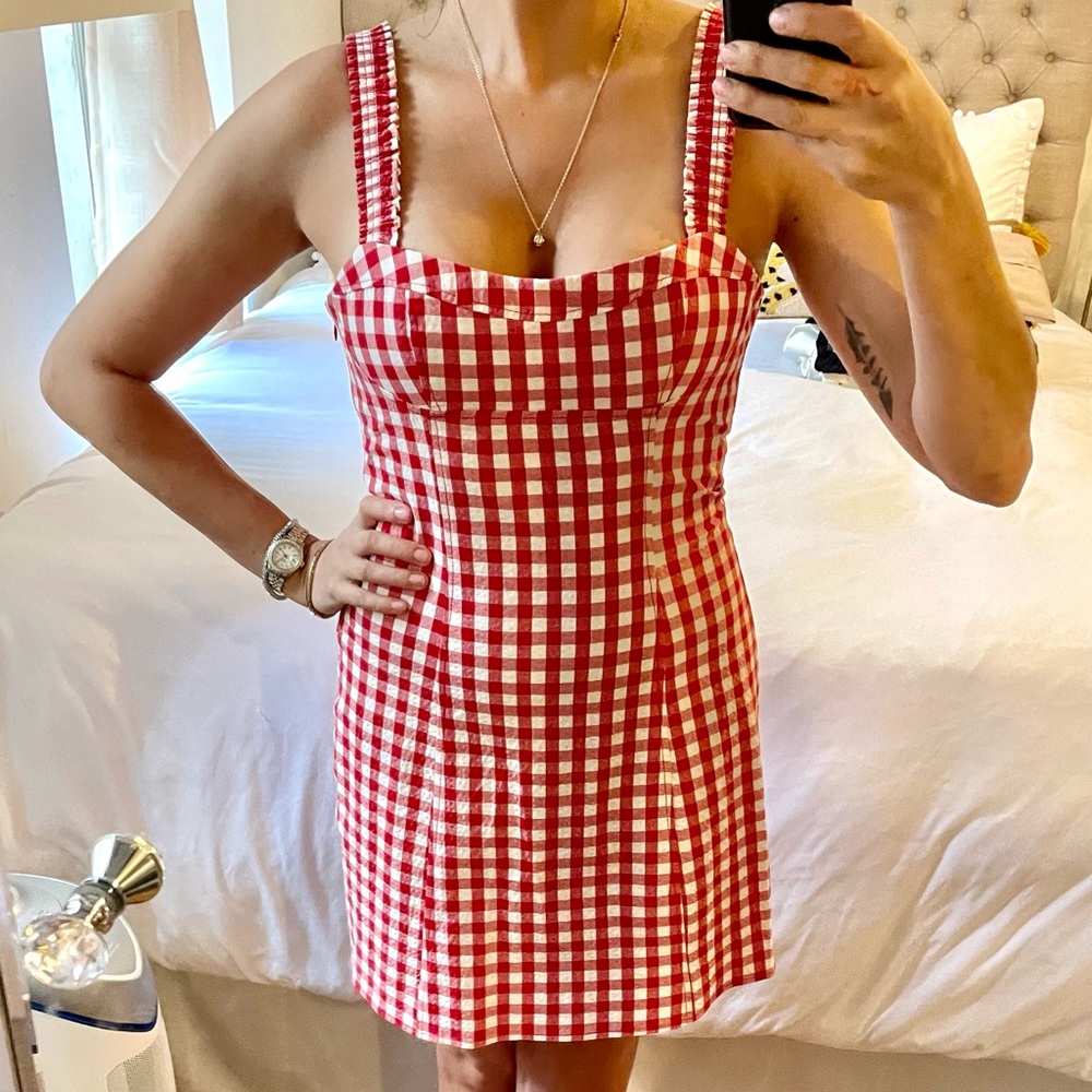Red checkered mini dress